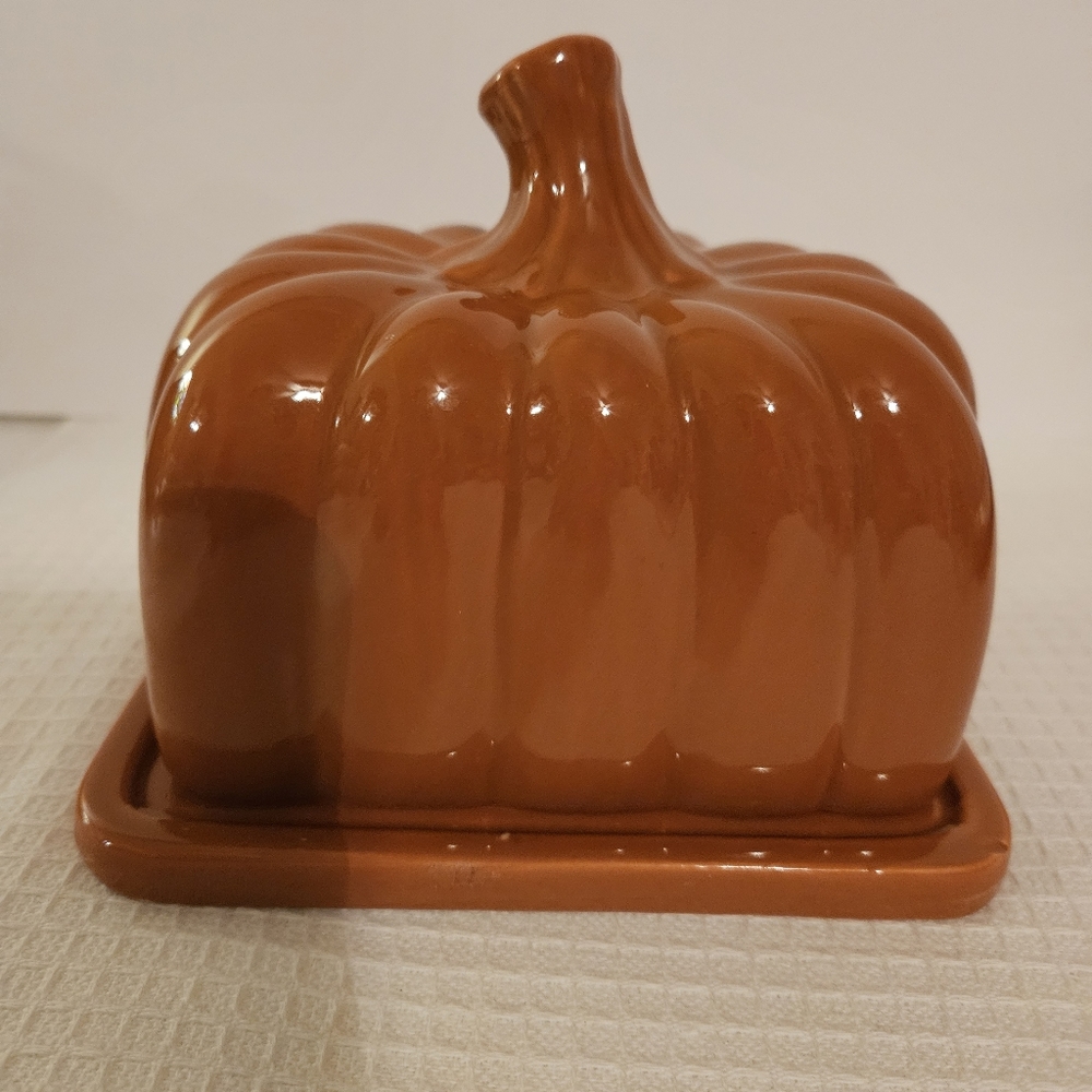 Ceramic Pumpkin Shaped Butter Dish
